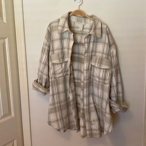 H&M Oversized Shacket Cream/tan/ grey  XL